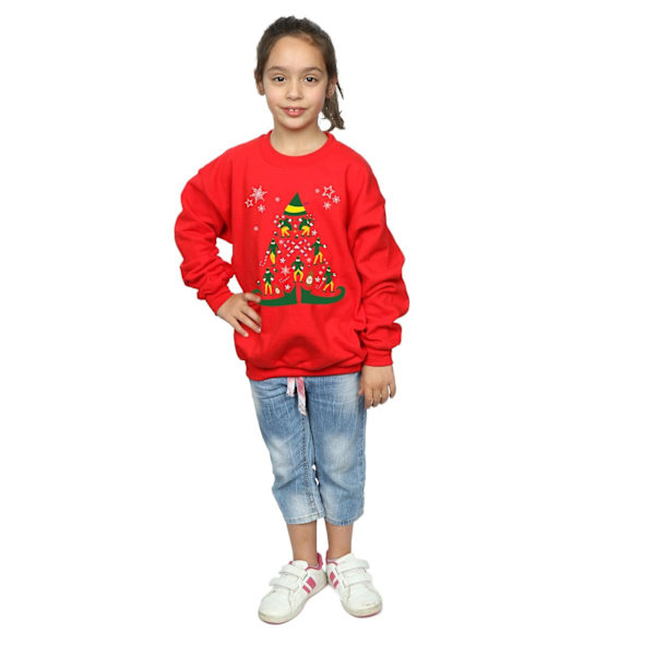 Elf Flickor Julgran Sweatshirt 7-8 År Röd Red 7-8 Years