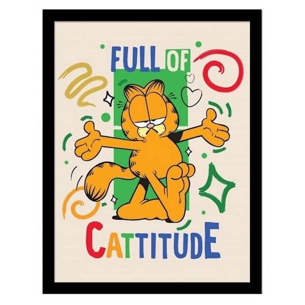 Garfield Full Of Cattitude Inramad Tryck 40cm x 30cm Flerfärgad Multicoloured 40cm x 30cm