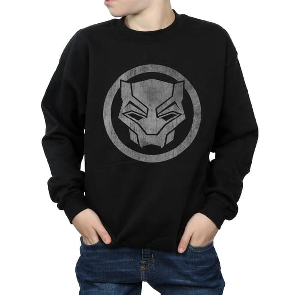 Marvel Boys Black Panther Distressed Icon Sweatshirt 9-11 år Black 9-11 Years