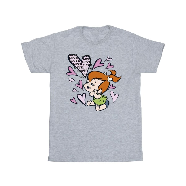 The Flintstones Girls Pebbles Love Love Love Cotton T-Shirt 7-8 Sports Grey 7-8 Years