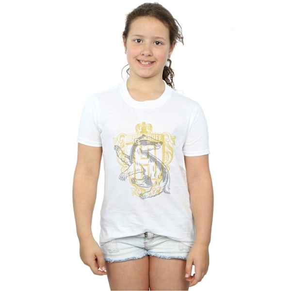 Harry Potter T-shirt för flickor med Hufflepuff-grävlingsvapen i bomull, 7-8 år White 7-8 Years