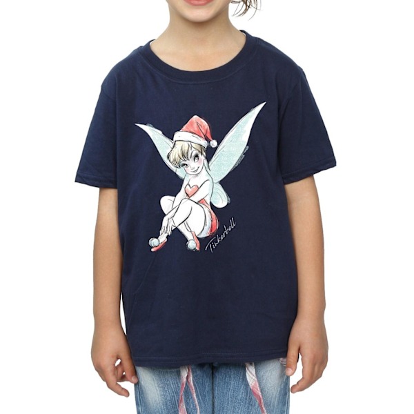 Disney Girls Tinkerbell Julfe T-shirt i bomull 7-8 år Navy Blue 7-8 Years