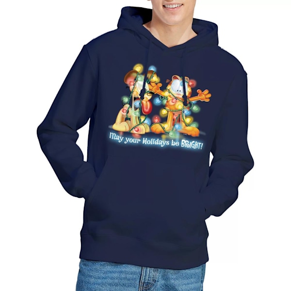 Garfield Herr Ljusstark Jul-Hoodie XL Marinblå Navy XL
