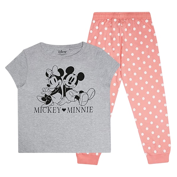 Disney Dam/Dam Mickey & Minnie Mouse Lång Pyjamas Set XL G Grey/Pink XL