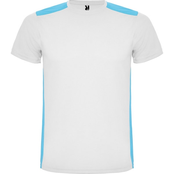 Roly Unisex Detroit Kortärmad Sport T-shirt XXL Vit White/Turquiose XXL
