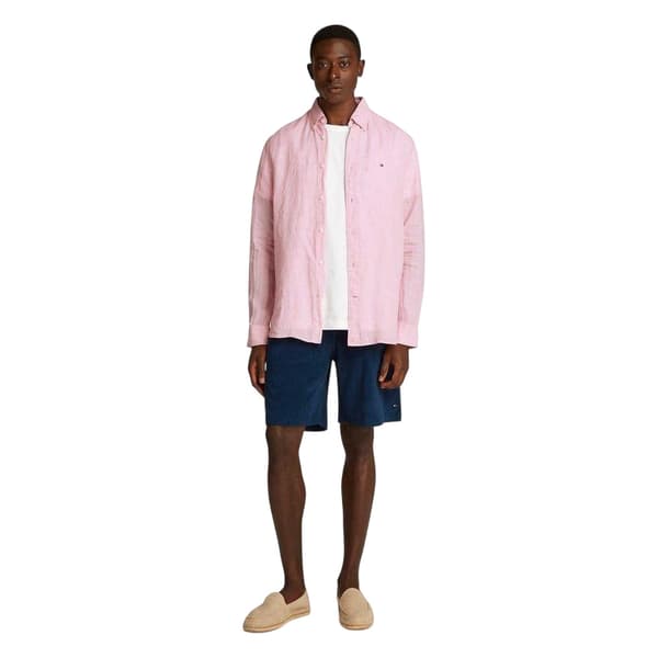 Tommy Hilfiger Herr Linne Regular Långärmad Skjorta M Klassisk Classic Pink M