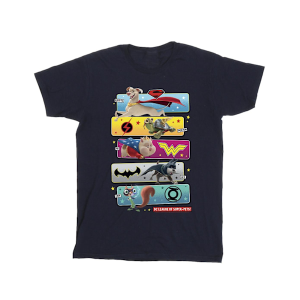 DC Comics Girls DC League Of Super-Pets Karaktär Pose Bomull T-shirt Navy Blue 5-6 Years