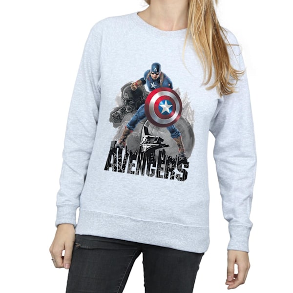 Marvel Dam/Damer Captain America Action Pose Sweatshirt XL Heather Grey XL