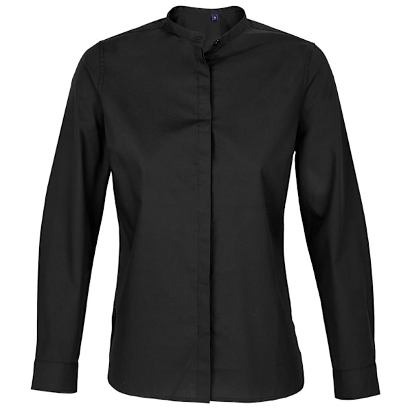 NEOBLU Dam/Kvinnor Poplin Bart Mao Krage Långärmad Skjorta Deep Black 8 UK - 10 UK