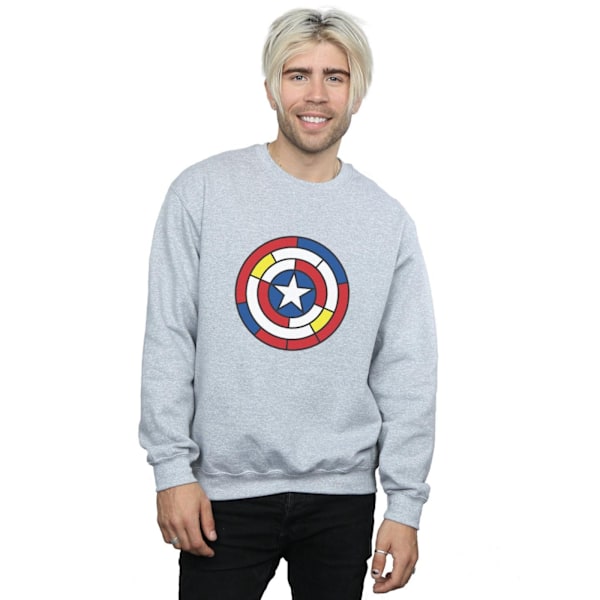 Marvel Herr Captain America Glasmålning Sköld Sweatshirt L S Sports Grey L