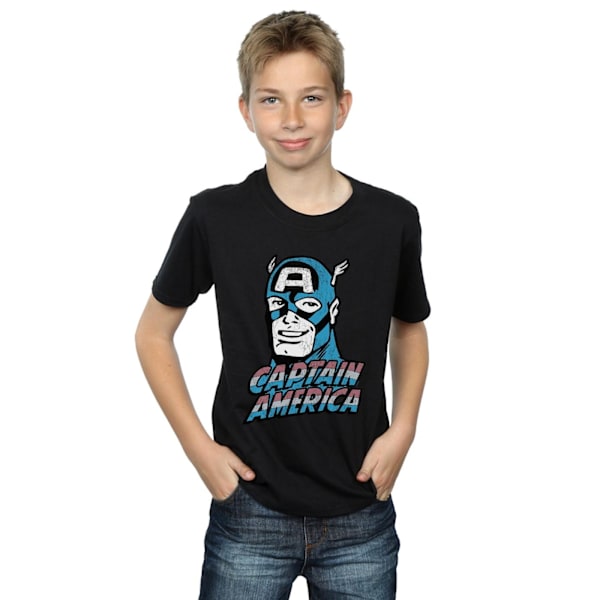 Marvel Boys Captain America Distressed T-Shirt 7-8 år Svart Black 7-8 Years