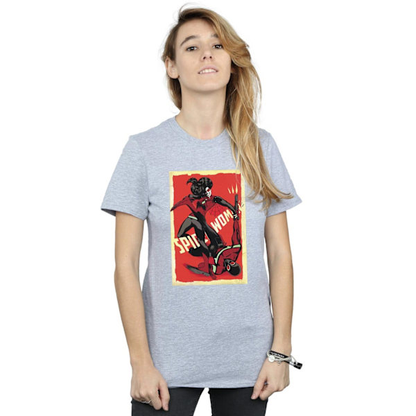 Marvel Womens/Ladies Spider-Woman Fight Cotton Boyfriend T-Shir Sports Grey XXL