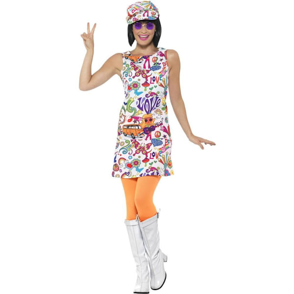 Smiffys Dam/Dam 60-tals Groovy Chick Kostymset L Flerfärgad Multicoloured L