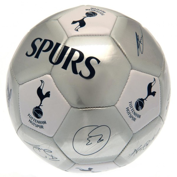 Tottenham Hotspur FC Spurs Signature Metallic Football 5 Silver Silver/White/Navy 5
