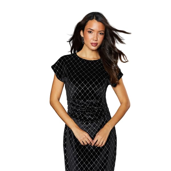 Principles Damklänning i Glitter-Sammet med Drapering i Midjan Black 12 UK