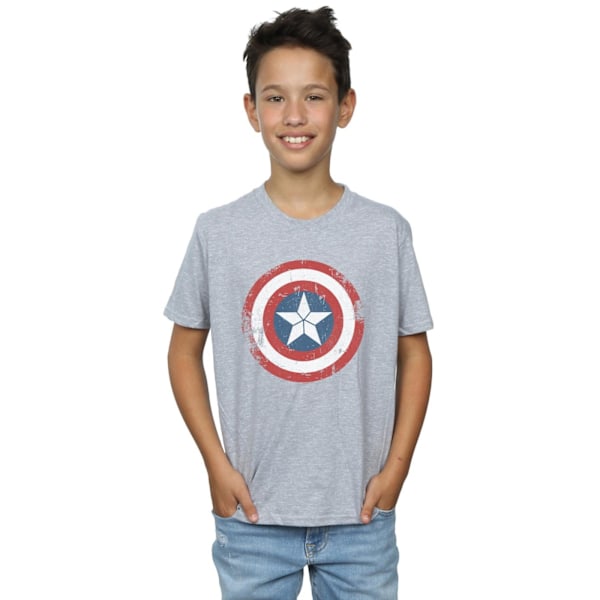 Marvel Boys Captain America Civil War Distressed Shield T-Shirt Sports Grey 12-13 Years