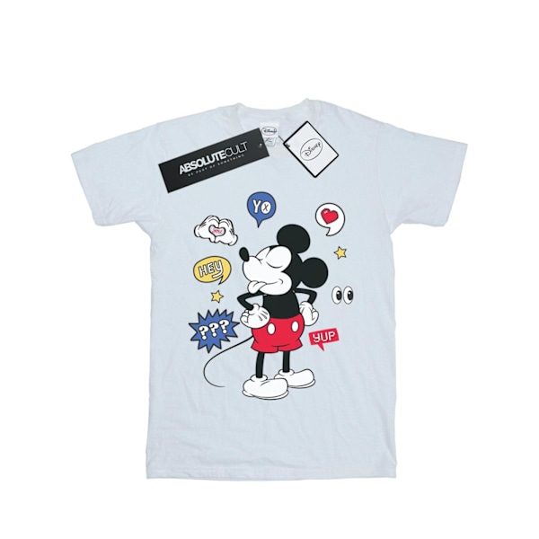 Disney Girls Mickey Mouse Tongue Out Bomull T-shirt 7-8 År W White 7-8 Years