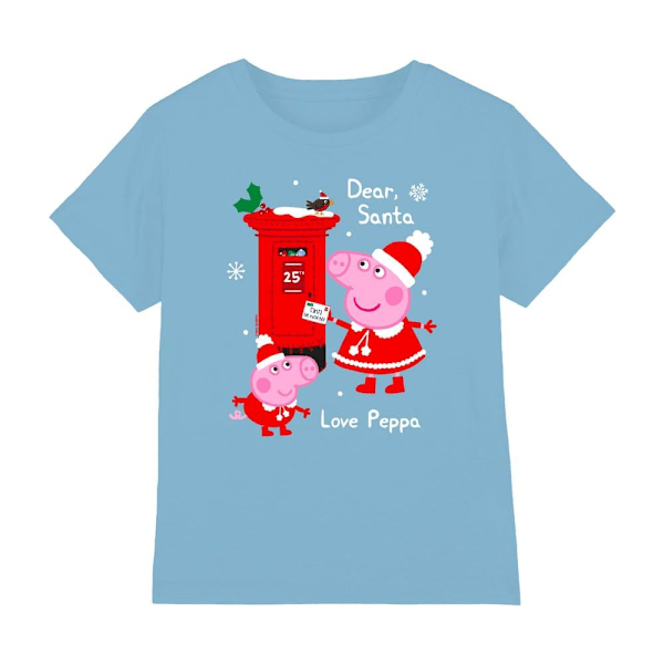 Greta Gris Barn/Kids Brev Till Tomten Peppa Och George T-shirt Sky Blue 12-13 Years