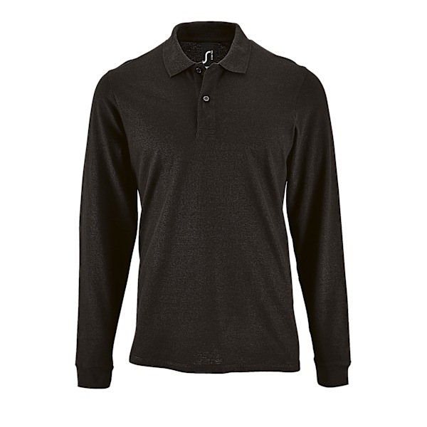 SOLS Herr Perfekt Långärmad Pique Poloskjorta 2XL Svart Black 2XL