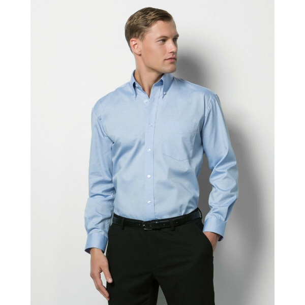 Kustom Kit Herr Långärmad Corporate Oxford Skjorta 18.5 tum Ljusblå Light Blue 18.5inch