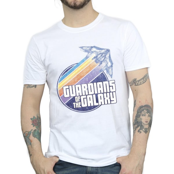Guardians Of The Galaxy Mens Badge Rocket T-Shirt 5XL Vit White 5XL