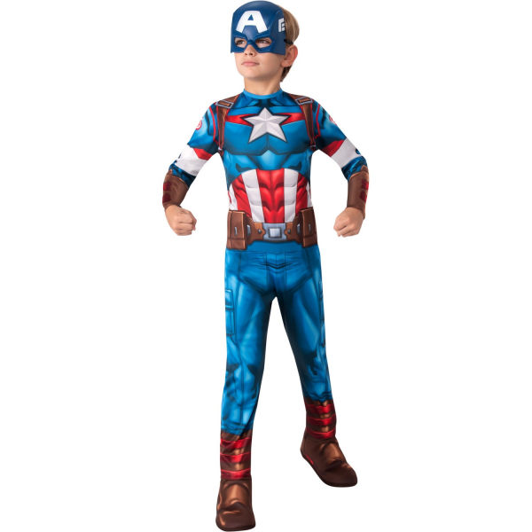 Captain America Boys Costume 7-8 år Blå/Röd/Vit Blue/Red/White 7-8 Years