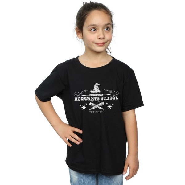 Harry Potter T-shirt för flickor, Hogwarts första år, bomull, 5-6 år Black 5-6 Years