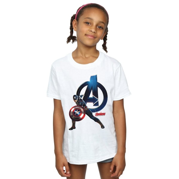 Marvel Girls Captain America Pose Bomull T-shirt 5-6 år Vit White 5-6 Years