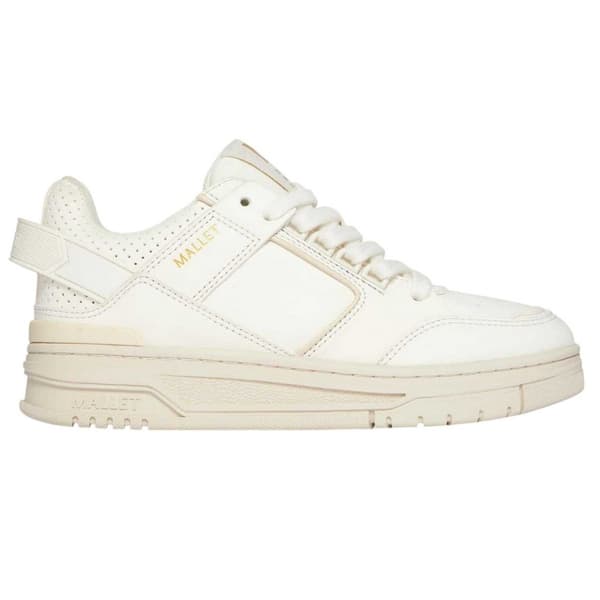 Mallet Dam/Dam Compton Läder Lågskuren Chunky Platt Träningssko Off White 3 UK