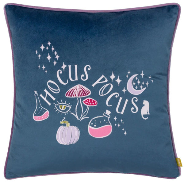 Furn Hocus Pocus Piping Detail Velvet Cushion Cover 43cm x 43cm Navy 43cm x 43cm