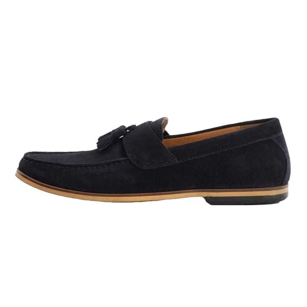 Dune London Herr Bertie Mocka Stack Klack Loafers 9 UK Marinblå/Mocka Navy/Suede 9 UK