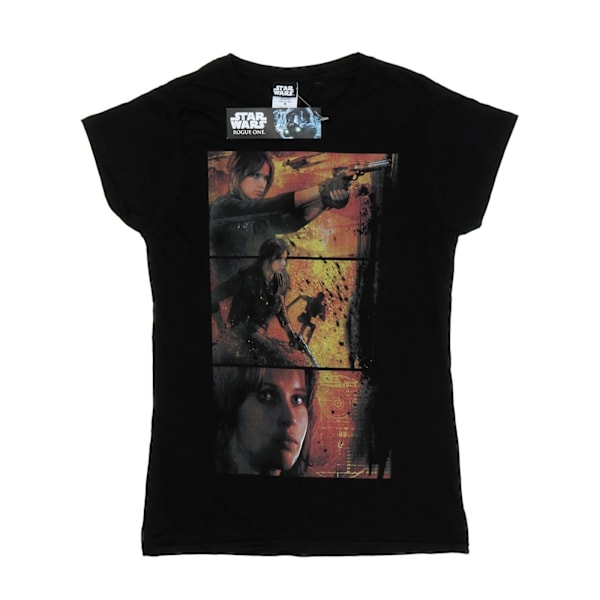 Star Wars Dam/Kvinnor Rogue One Jyn Comic Strip Bomull T-Shir Black XXL