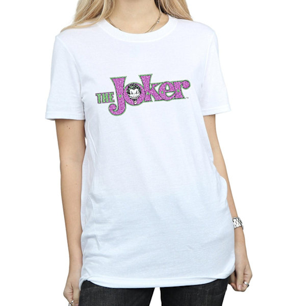 DC Comics Dam/Damer The Joker Crackle Logo Bomull Boyfriend White 3XL