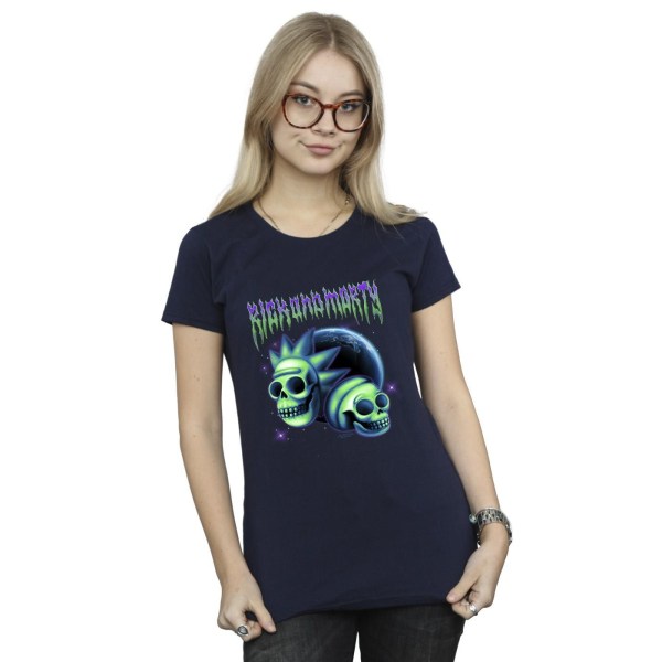 Rick And Morty Kvinnor/Ladies Space Skull T-shirt i bomull S Marinblå Navy Blue S