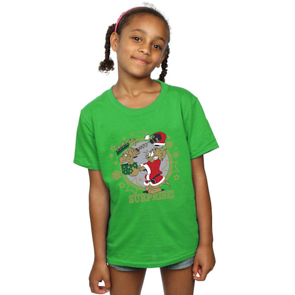 Tom And Jerry Girls Julöverraskning Bomull T-shirt 7-8 år Irish Green 7-8 Years