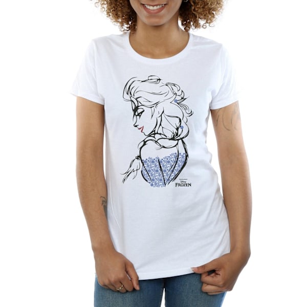 Disney Dam/Dam Frozen Elsa Sketch Mono Bomull T-shirt S W White S