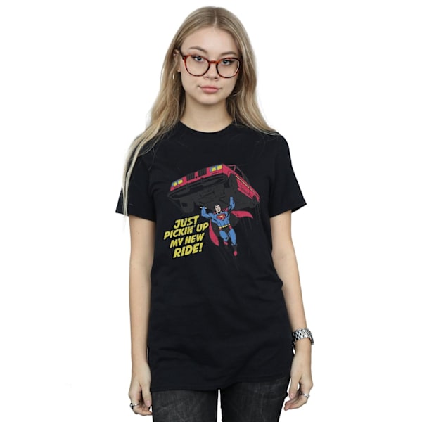 DC Comics Dam/Kvinnor Superman New Ride Bomull Boyfriend T-Sh Black 3XL