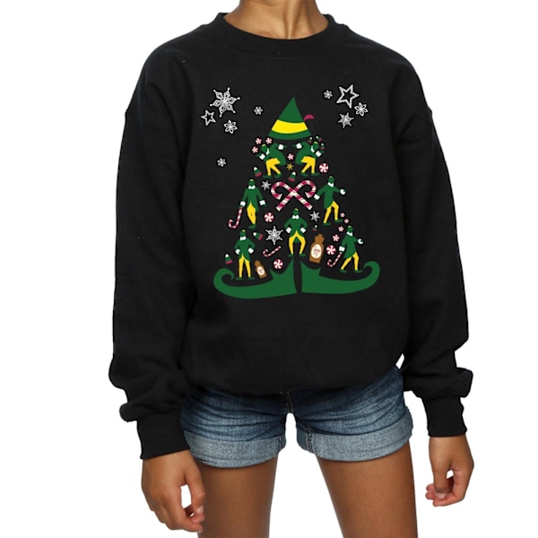 Elf Flickor Julgran Sweatshirt 5-6 År Svart Black 5-6 Years