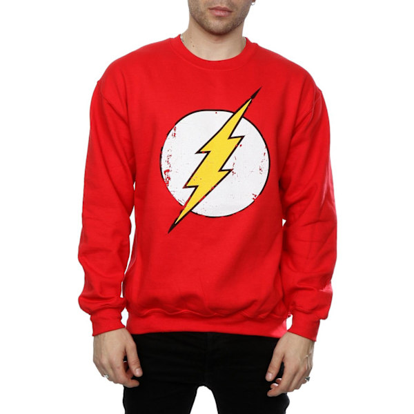 DC Comics Herr Flash Distressed Logo Sweatshirt XXL Röd Red XXL