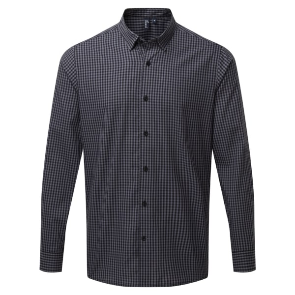 Premier Mens Maxton rutig långärmad skjorta L stål/svart Steel/Black L