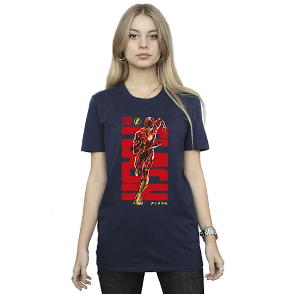 DC Comics Dam/Kvinnor The Flash Dash Bomull Boyfriend T-Shirt Navy Blue 3XL