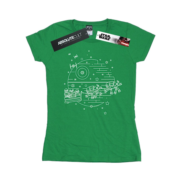 Star Wars Dam/Kvinnor Dödsstjärnan Sleigh Bomull T-shirt L Iris Irish Green L