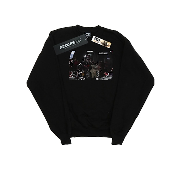 Star Wars Pojkar The Mandalorian Mando Och Co-Pilot Sweatshirt 3- Black 3-4 Years