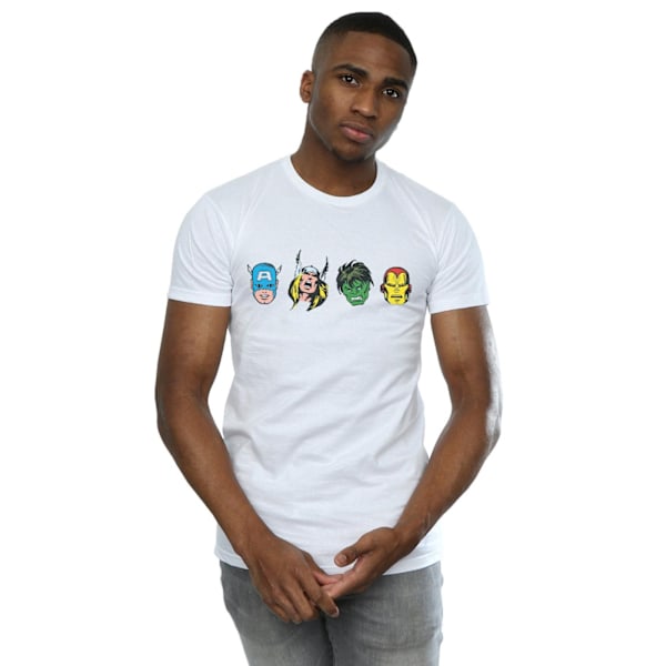 Marvel Mens Avengers Comic Heads T-Shirt 3XL Vit White 3XL