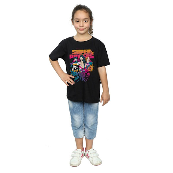 DC Comics Girls Super Powers Neon Floral Bomull T-shirt 9-11 År Black 9-11 Years