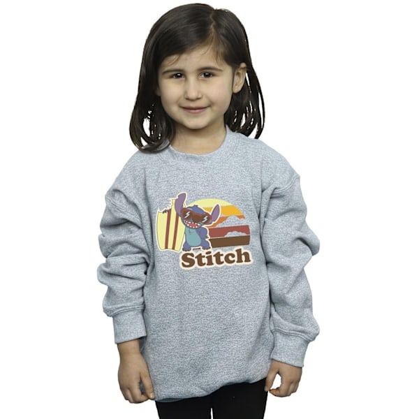 Disney Girls Lilo And Stitch Bitten Surfboard Sweatshirt 5-6 År Sports Grey 5-6 Years