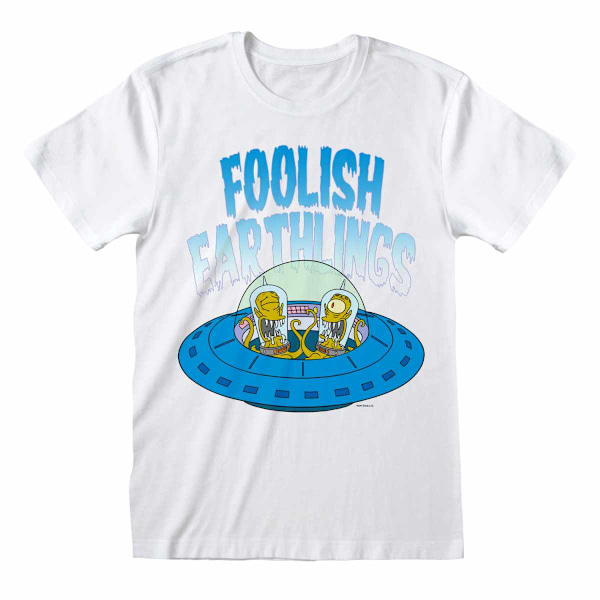 Simpsons Unisex Vuxen Foolish Earthlings T-Shirt S Vit White S