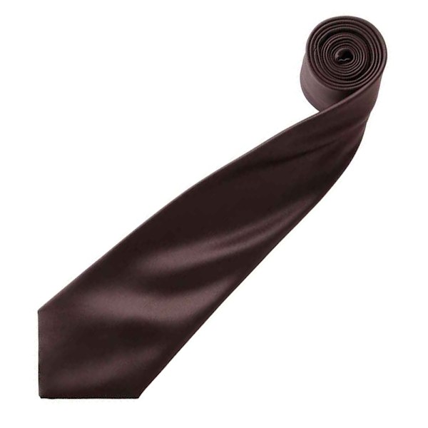 Premier herr enfärgad siden slips (smal blad) En storlek brun Brown One Size