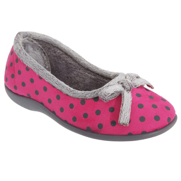 Sleepers Dam/Kvinna Louise Polka Dot Rosetttofflor 3 UK Rosa Pink 3 UK