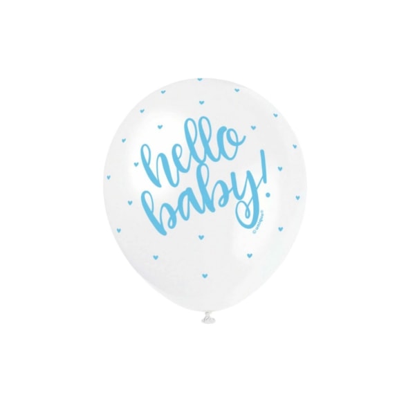 Unika Party Hello Baby Heart Balloons (paket med 5) One Size Whi White/Blue One Size